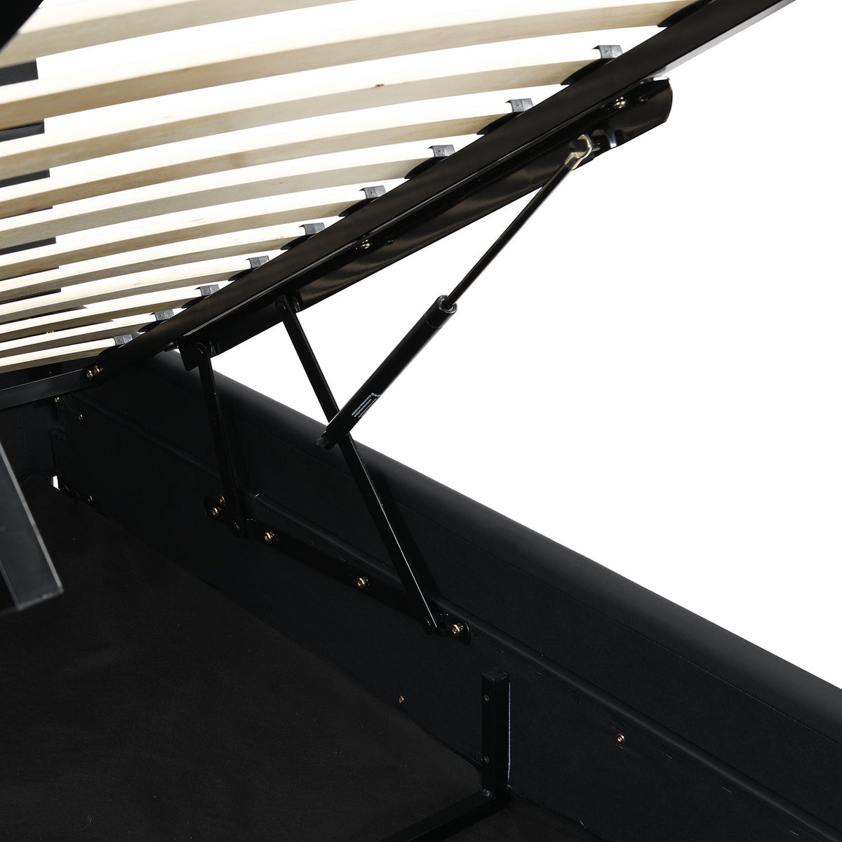 Buxton Faux Leather End Opening Ottoman Storage Bed Frame with Multi-colour LED Light Strip (Black PU)